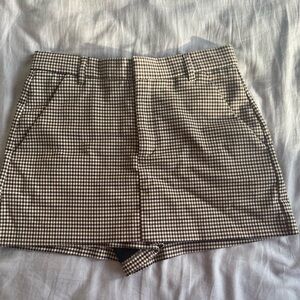Zara Checkered High-Waist Shorts